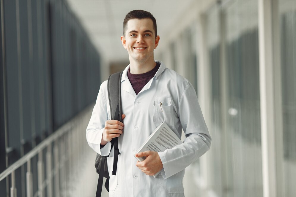 Medical student preparing for healthcare training class